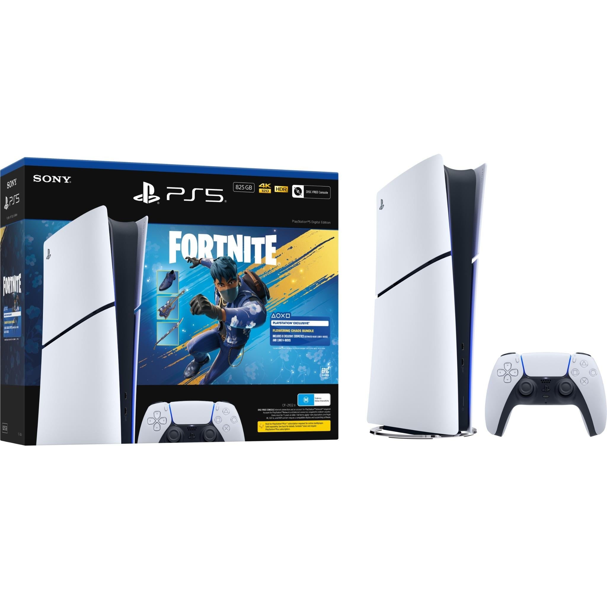 PS5 PlayStation 5 Slim Digital Edition Fortnite Flowering Chaos Bundle (825GB)