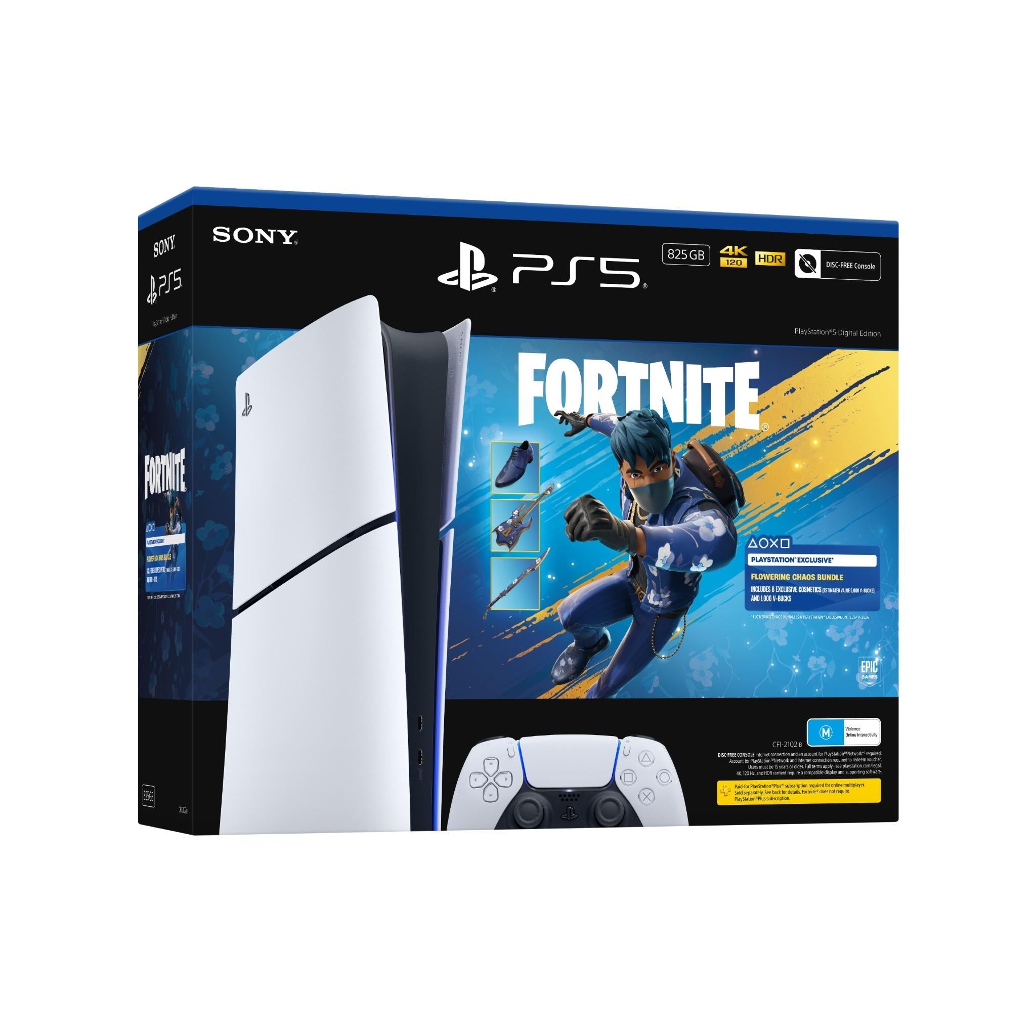PS5 PlayStation 5 Slim Digital Edition Fortnite Flowering Chaos Bundle (825GB)