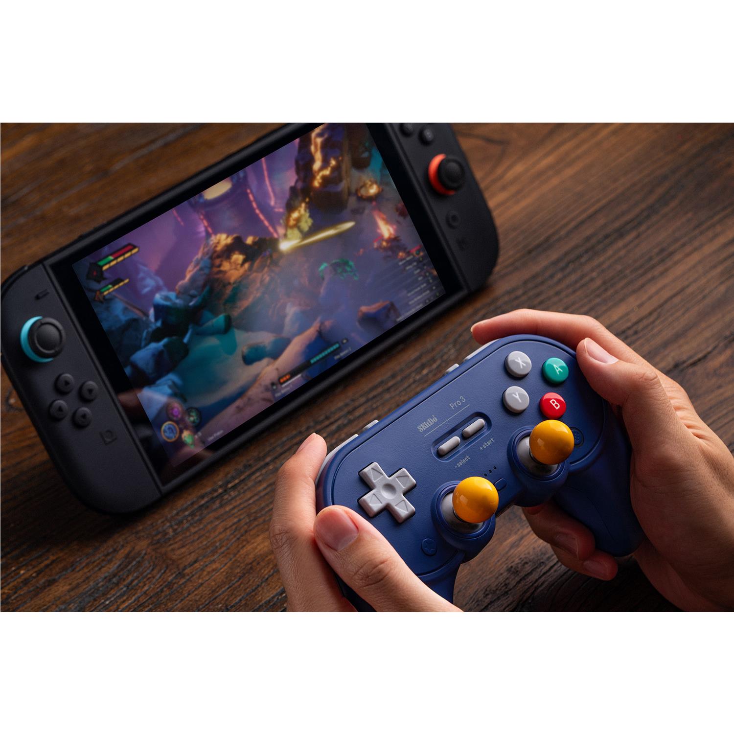 8BitDo Pro 3 Bluetooth gamepad in grey with charging dock, image 6 - Electronic Gaming Accessories at Tech Supply Shed NZ