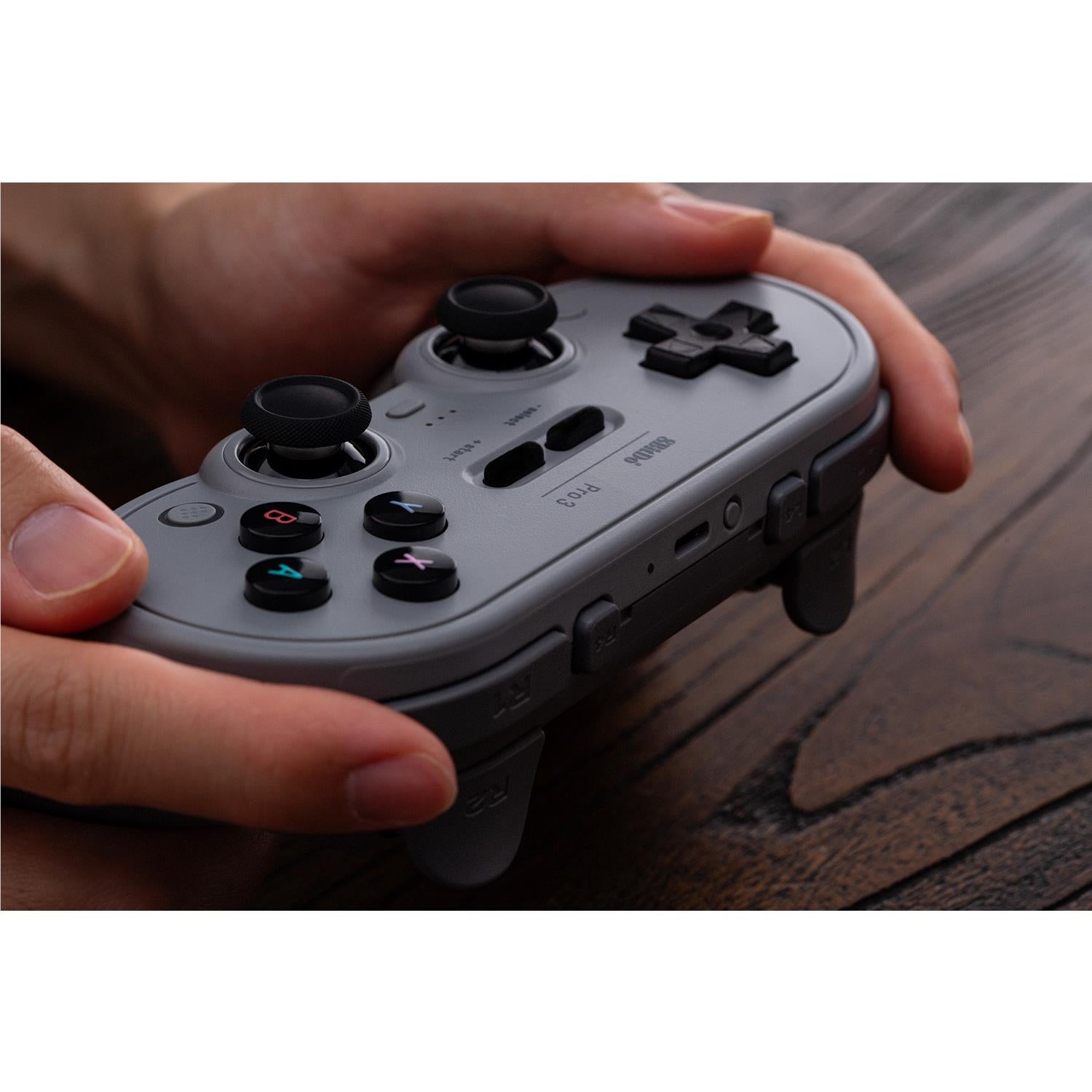 8BitDo Pro 3 Bluetooth gamepad in grey with charging dock, image 8 - Electronic Gaming Accessories at Tech Supply Shed NZ