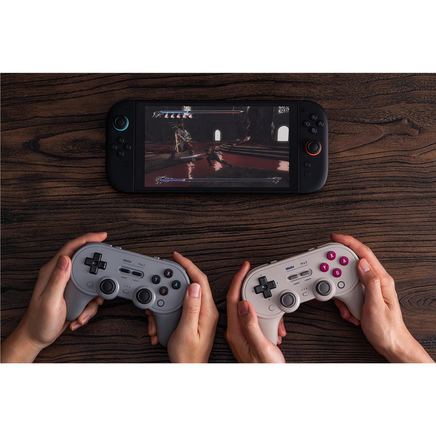 8BitDo Pro 3 Bluetooth gamepad in purple with charging dock, image 6 - Electronic Gaming Accessories at Tech Supply Shed NZ