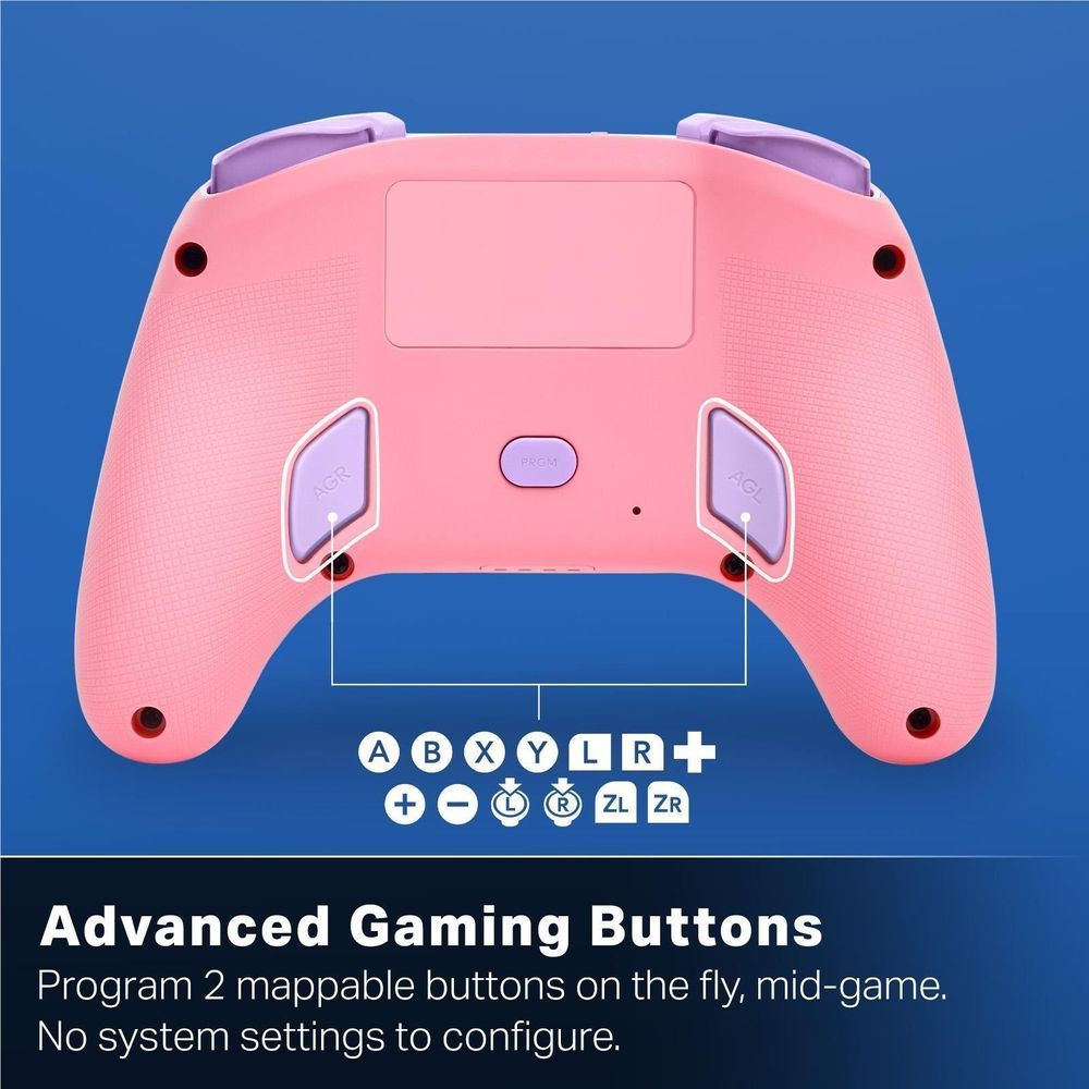 Pink controller back with two trigger grips and central rectangular panel