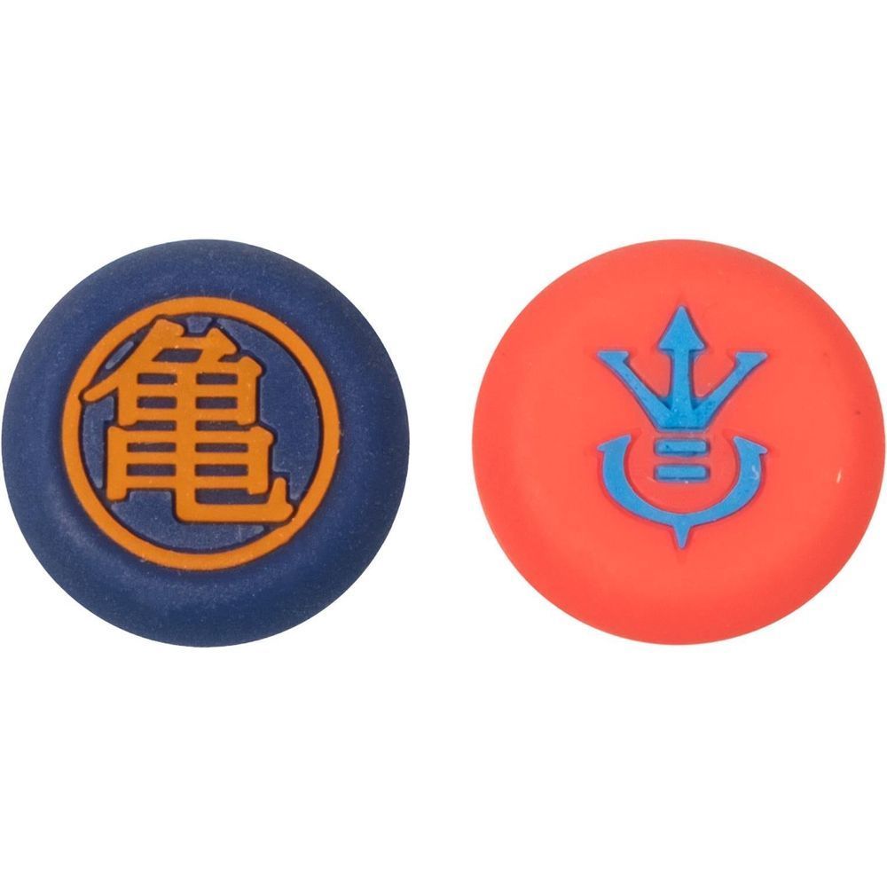Dragon Ball Z thumbstick caps: orange and blue with symbol icons
