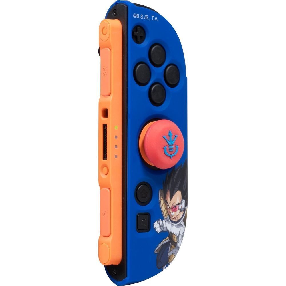 Orange and blue Blade controllers angled view with Dragon Ball Z button art