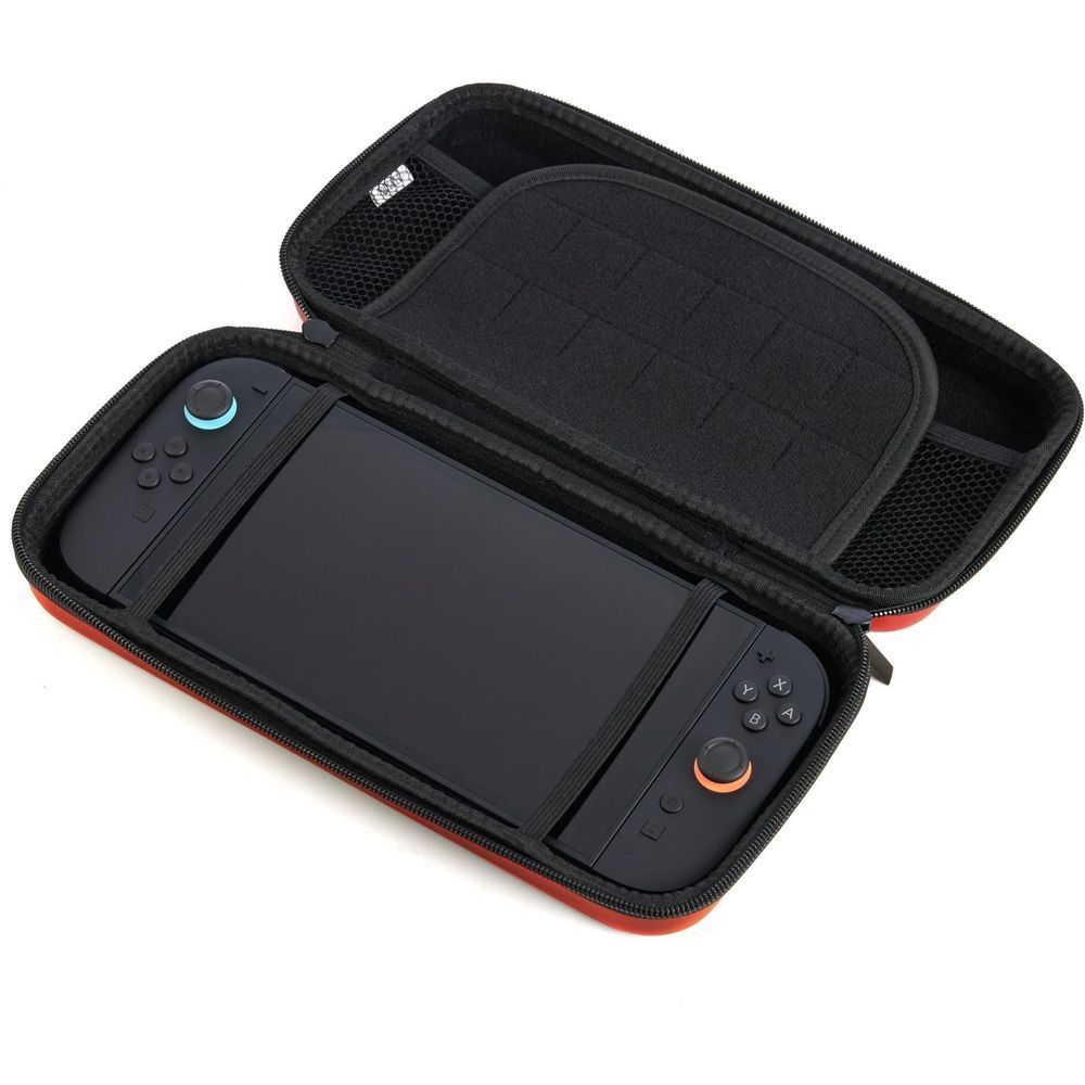 Open black interior Switch case insert with handheld console and control cutouts