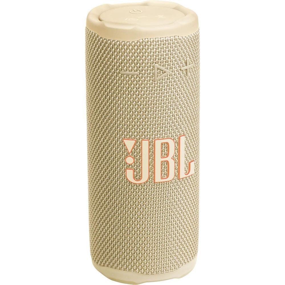 Yellow JBL Grip compact speaker front view with JBL logo on mesh fabric.