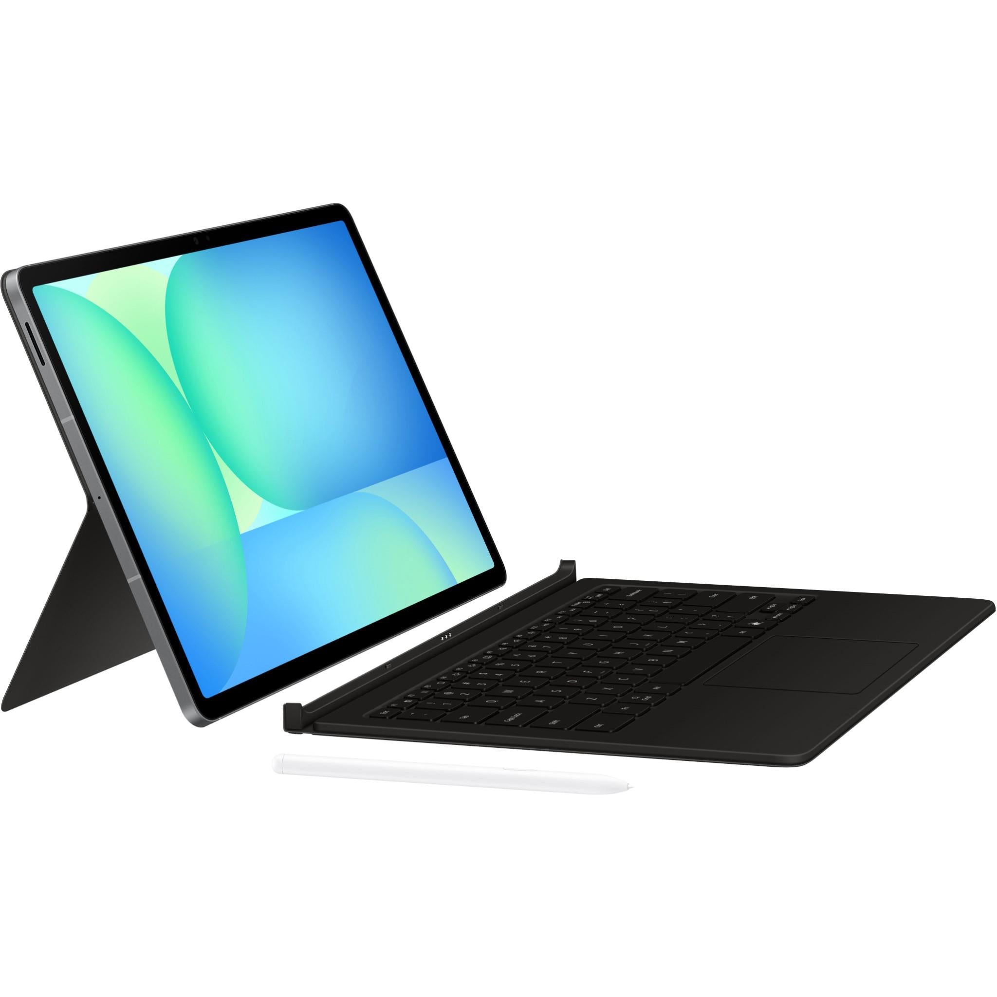 Black book cover keyboard case with kickstand for Galaxy Tab, tablet and keyboard open