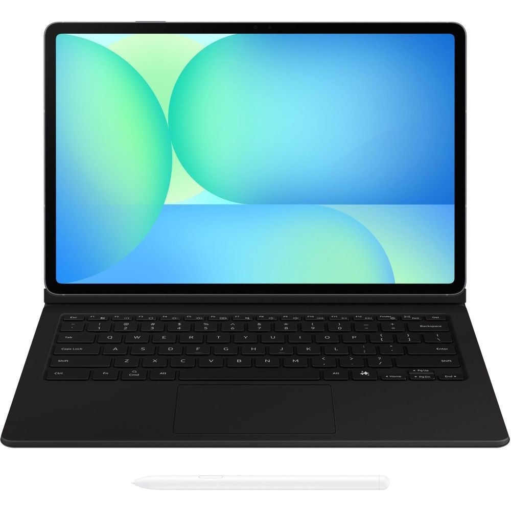 Black folio keyboard case with built-in trackpad and viewing stand