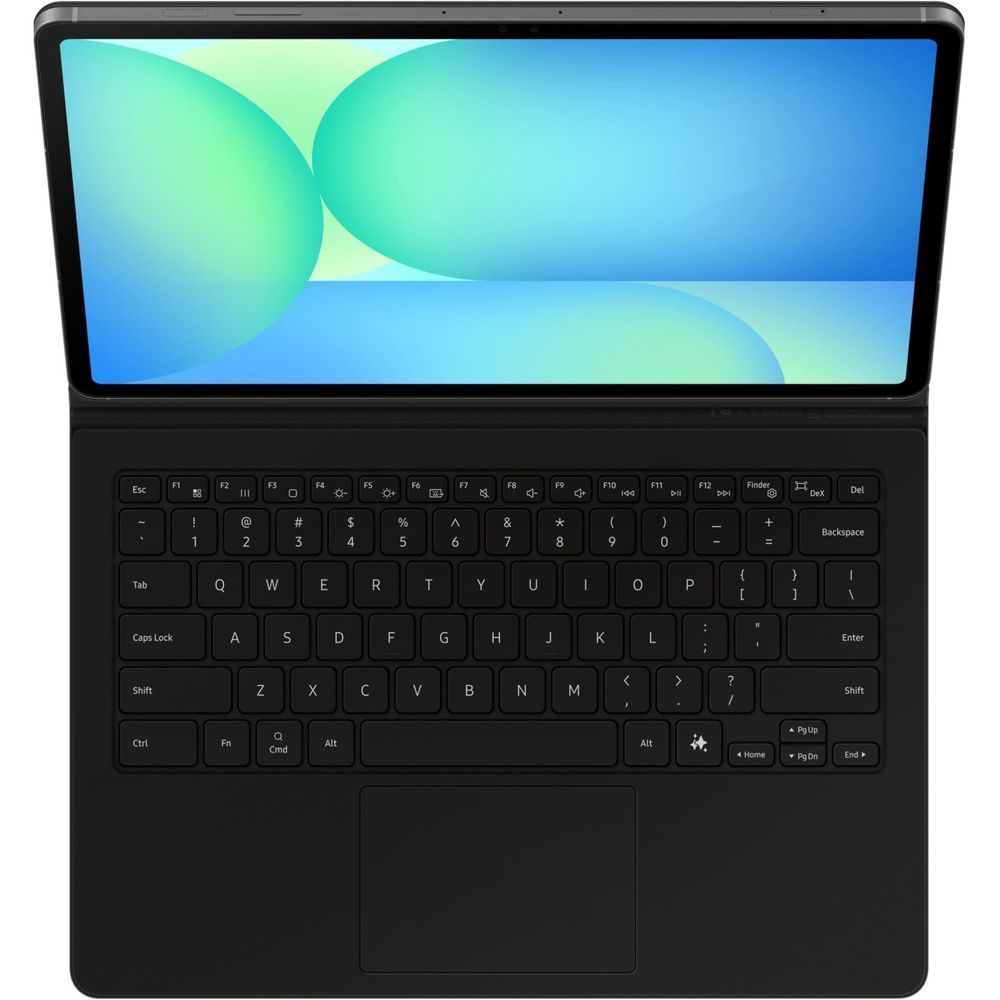 Black keyboard folio case showing key layout and trackpad area