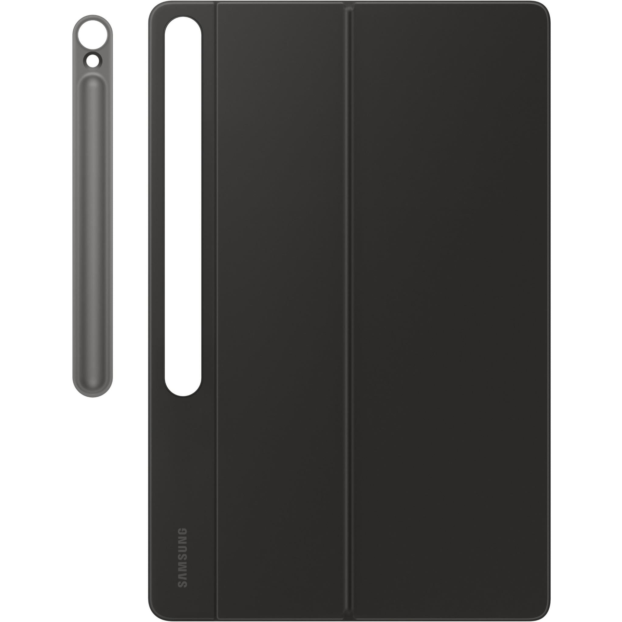 Black tablet case back with handgrip-style grip and camera cutout