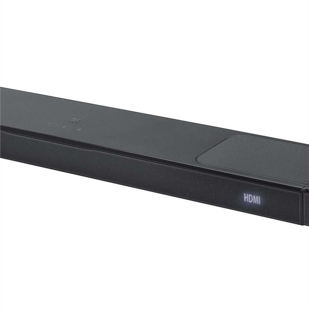 Black soundbar top panel with HDMI port label