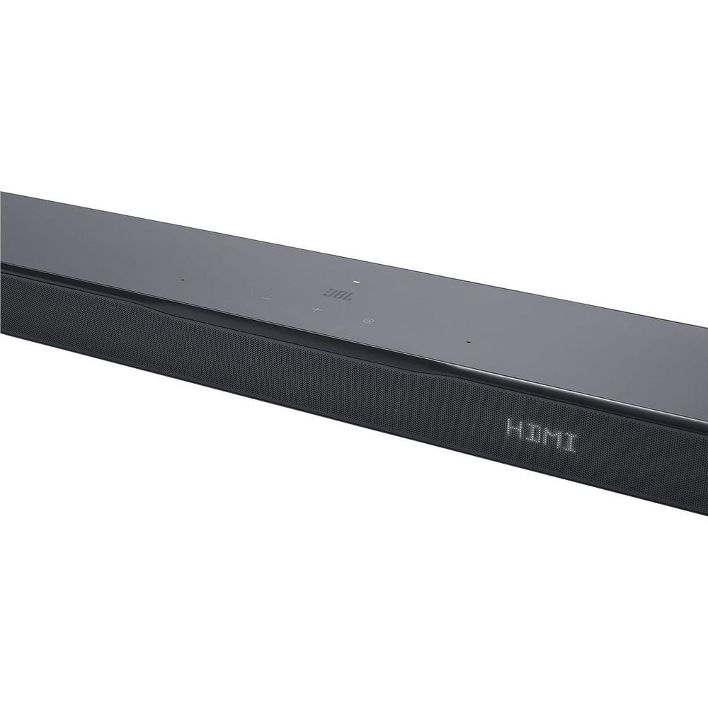 Black soundbar top edge with HDMI port labeling