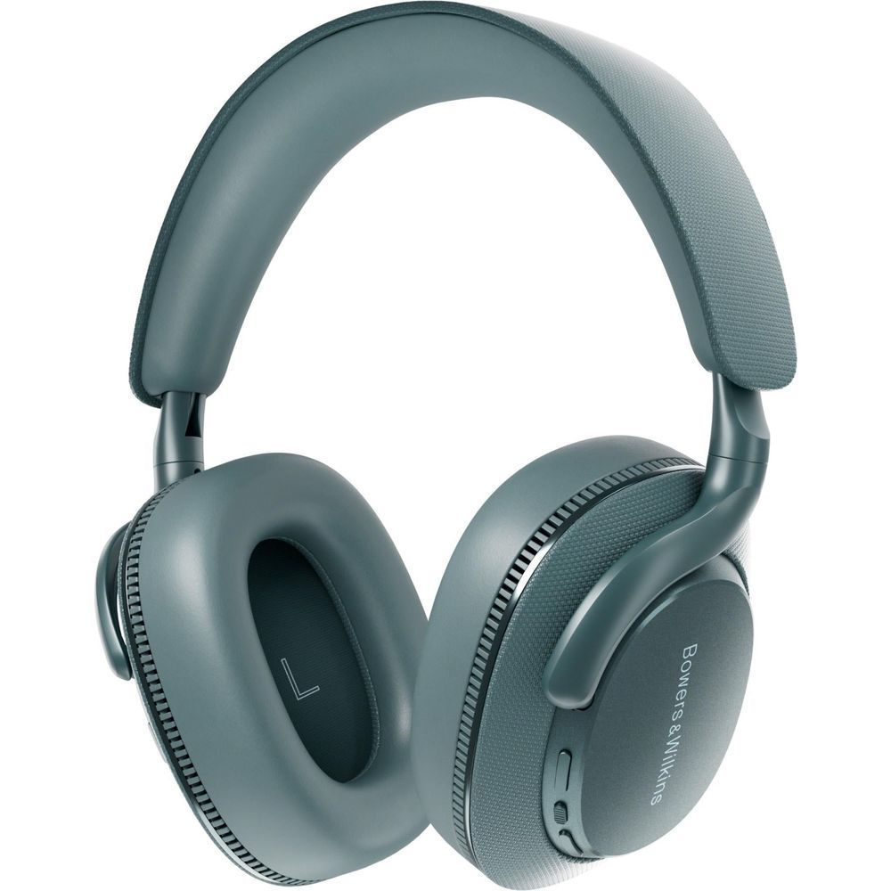 Frost blue over-ear headphones, three-quarter view showing ear cup controls