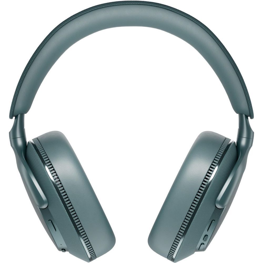 Frost blue over-ear headphones, front view with side button details on ear cups