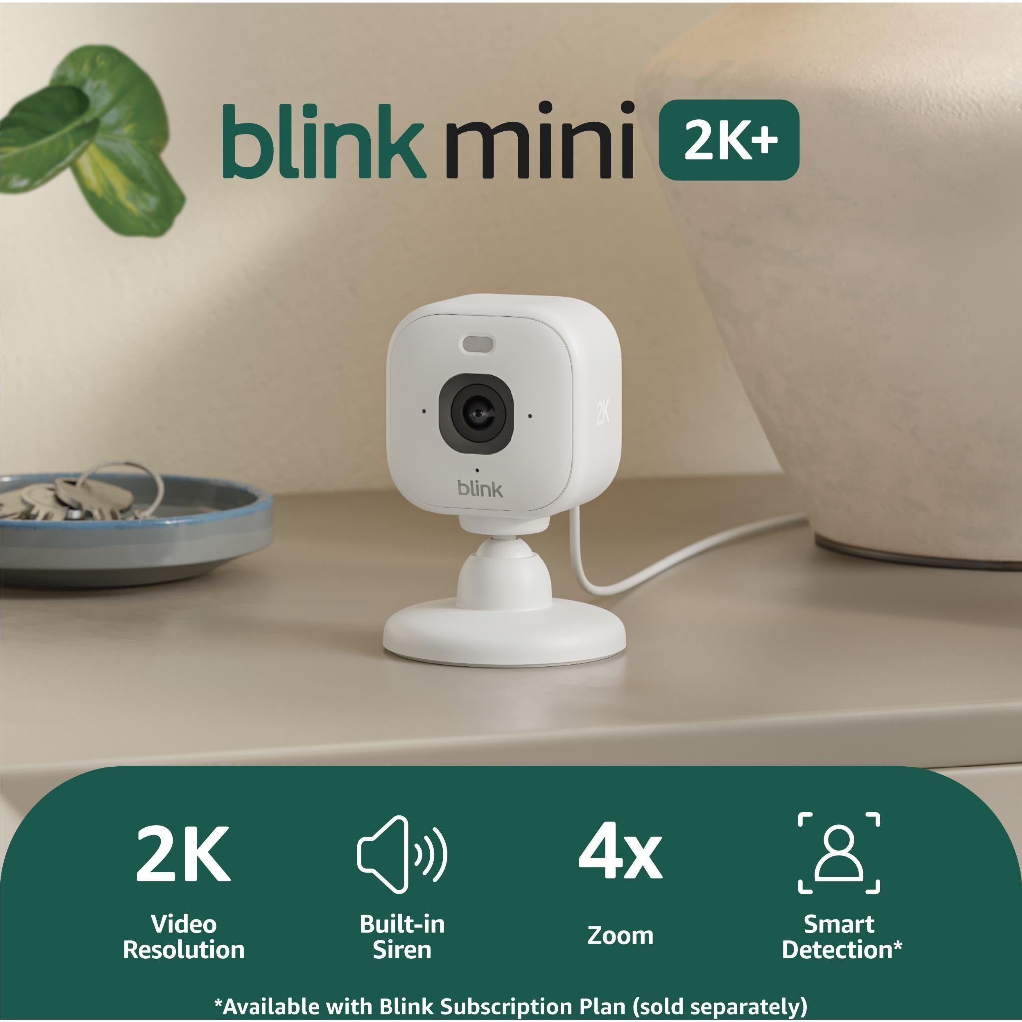 Blink Mini 2K+ Security Camera (White)