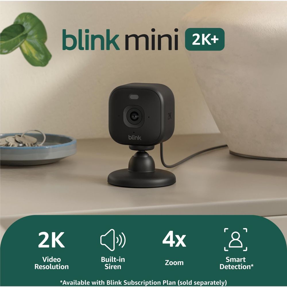 Blink Mini 2K+ Security Camera (Black) [2 Pack]
