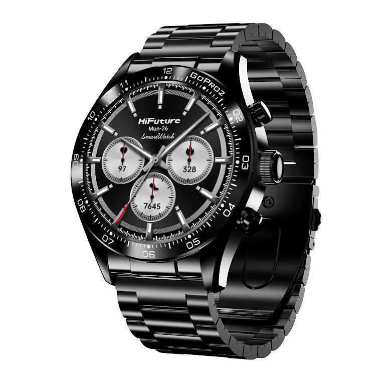 HiFuture Go Pro2 stainless steel AMOLED smart watch in black, image 4 - Smart Watches at Tech Supply Shed NZ