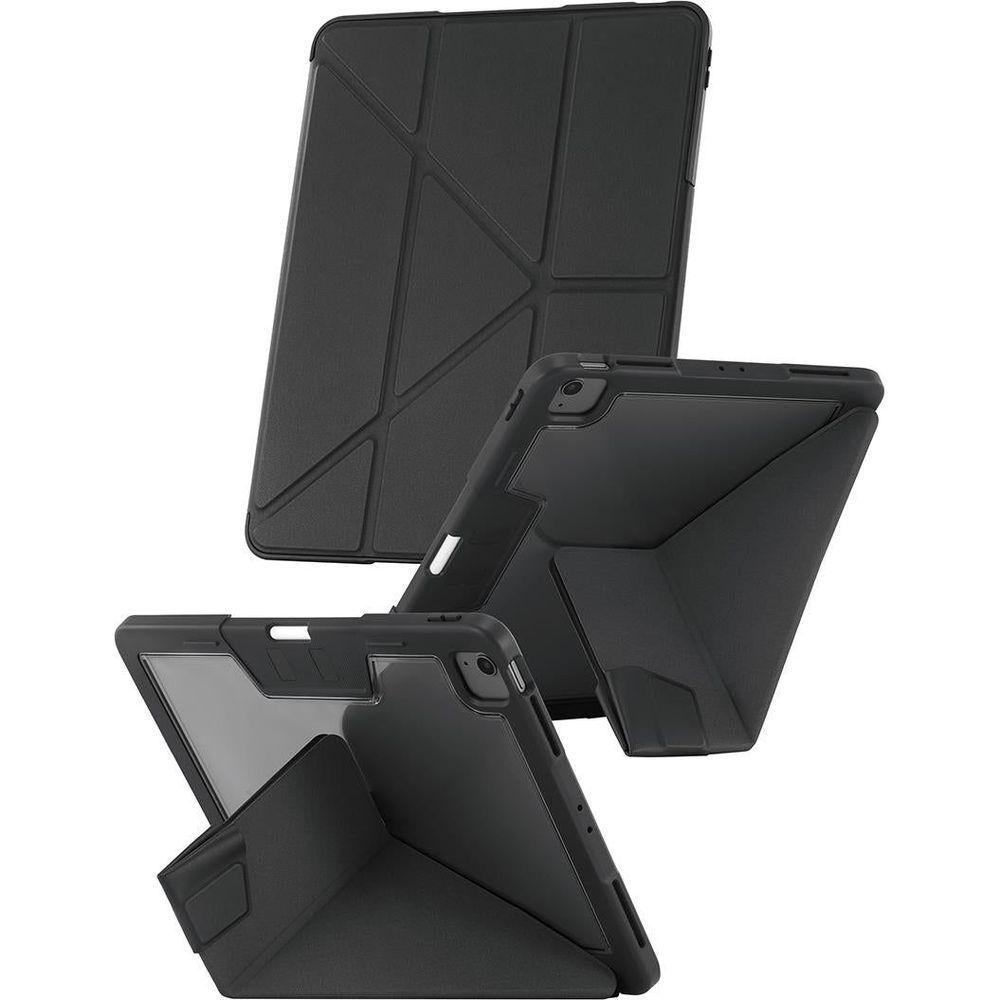 Black folio case with geometric pattern and multi-angle stand for iPad Air