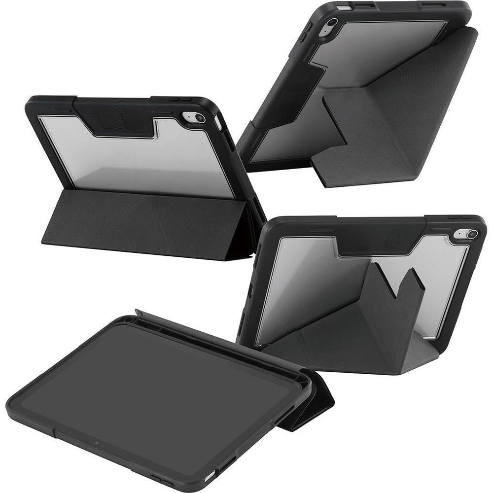 Black origami folio case with kickstand and back cover for iPad