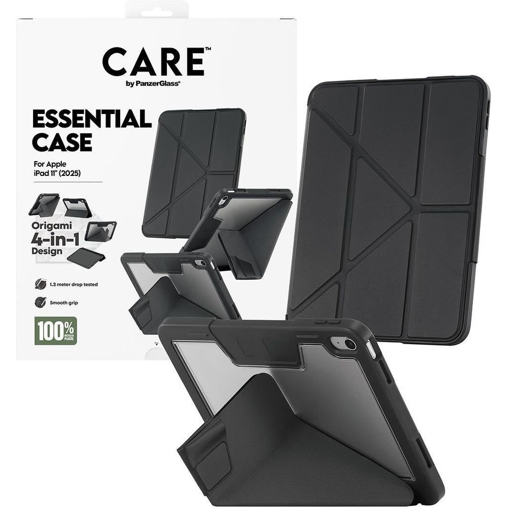 Black Essential folio case for iPad with origami 4-in-1 design