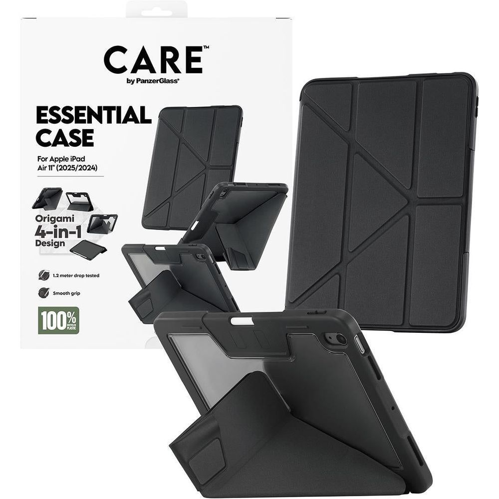 Black essential folio case for iPad Air 11-inch with origami cover