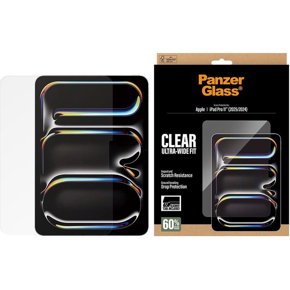 PanzerGlass Clear ultra-wide fit screen protector kit for iPad Pro 11-inch in package