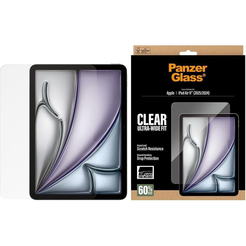 PanzerGlass Ultra-WideFit clear screen protector kit for iPad Air 11-inch, retail box