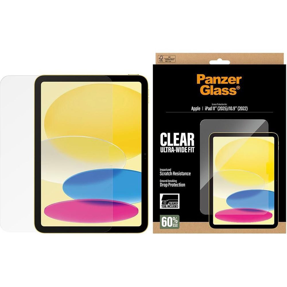 Screen protector and retail box for iPad 10.9-inch, clear ultra-wide fit