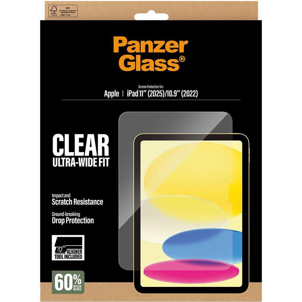 PanzerGlass clear ultra-wide fit screen protector package for iPad 10.9-inch (2022)