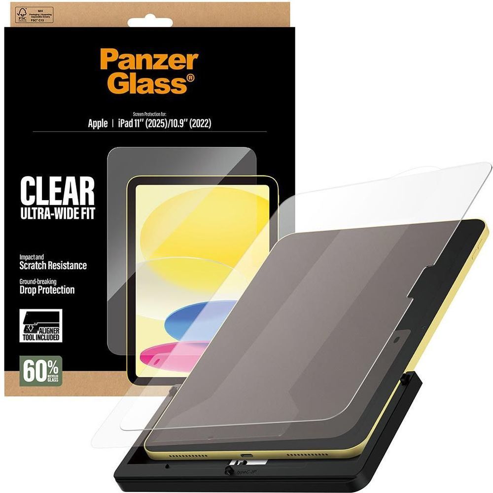 Clear ultra-wide fit screen protector for iPad tablet with application alignment guide