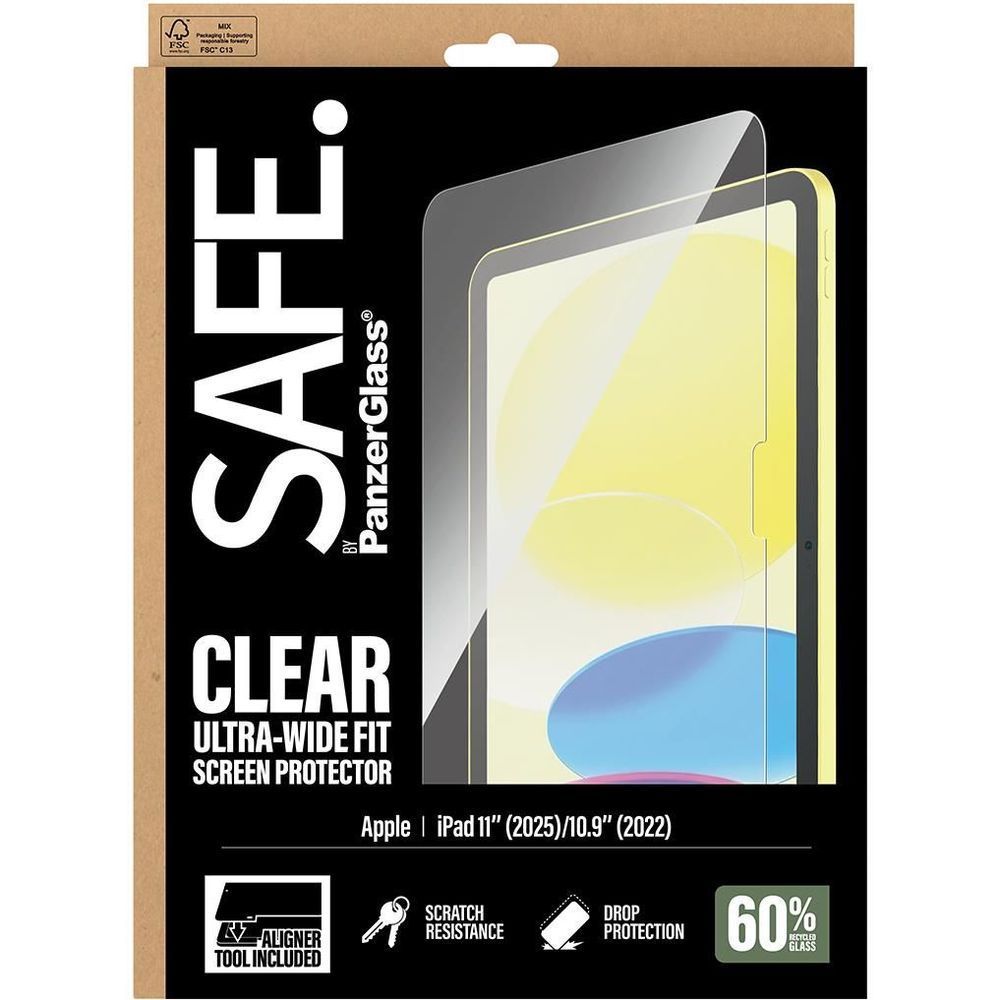 SAFE PanzerGlass clear ultra-wide iPad screen protector retail packaging