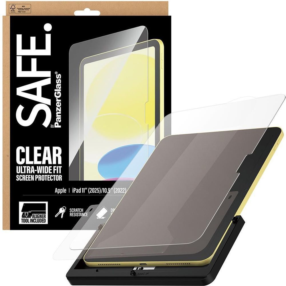 Clear ultra-wide iPad screen protector with included alignment tool card
