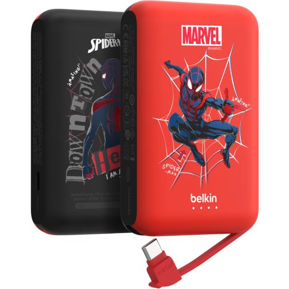 Belkin BoostCharge Power Bank with Integrated Cable [10K] (Spider-Man)