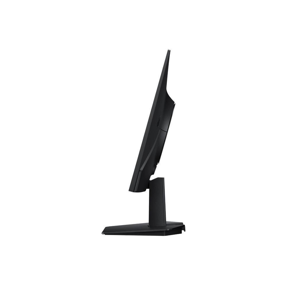 Samsung Odyssey G5 OLED gaming monitor angled side profile with black pedestal base