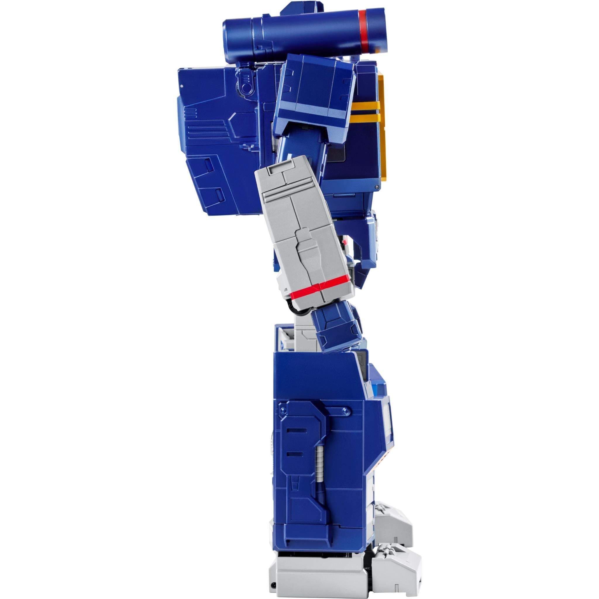 Robosen Transformers Soundwave robot Bluetooth speaker, rear side view with blue components