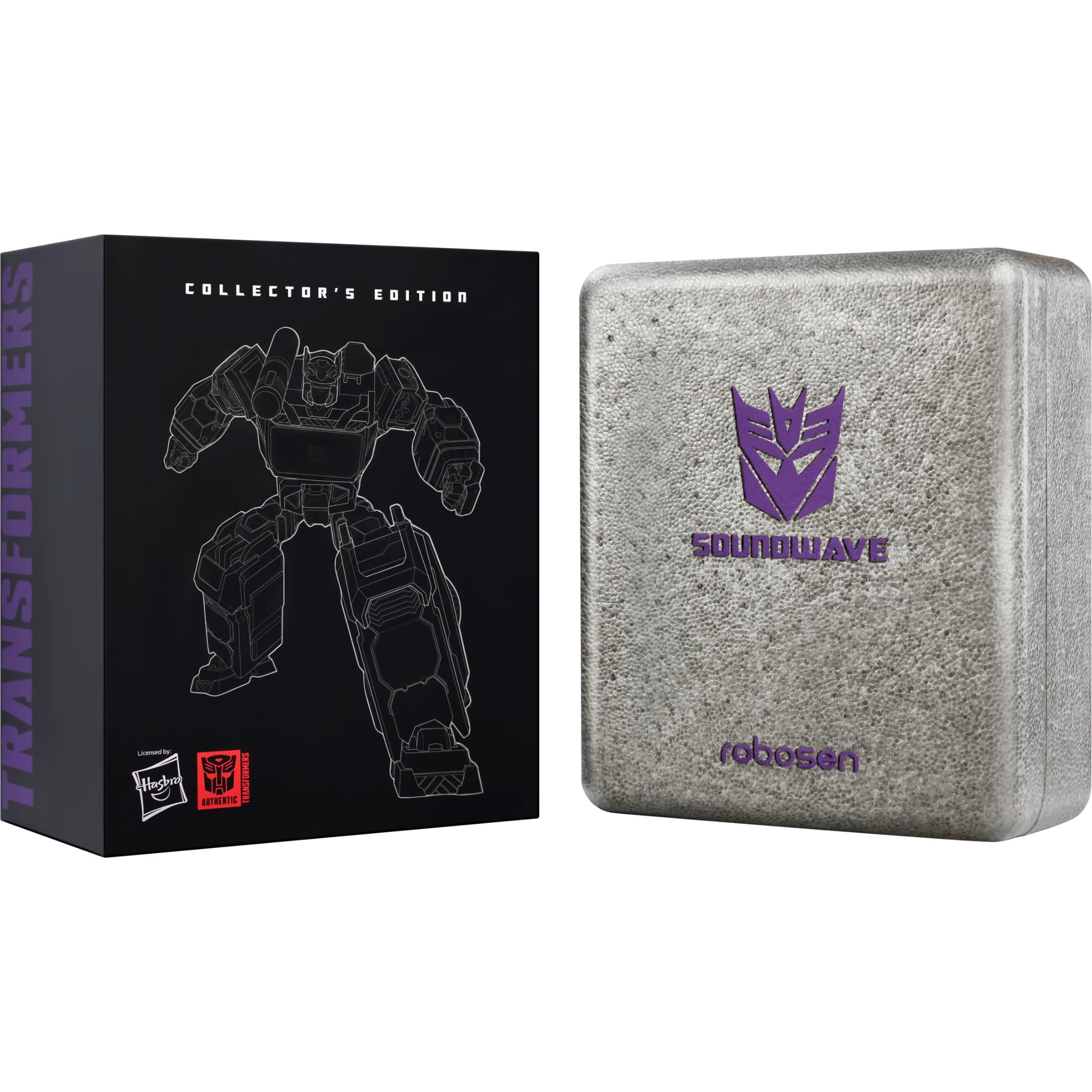 Robosen Transformers Soundwave Collector's Edition box with gray foam display block