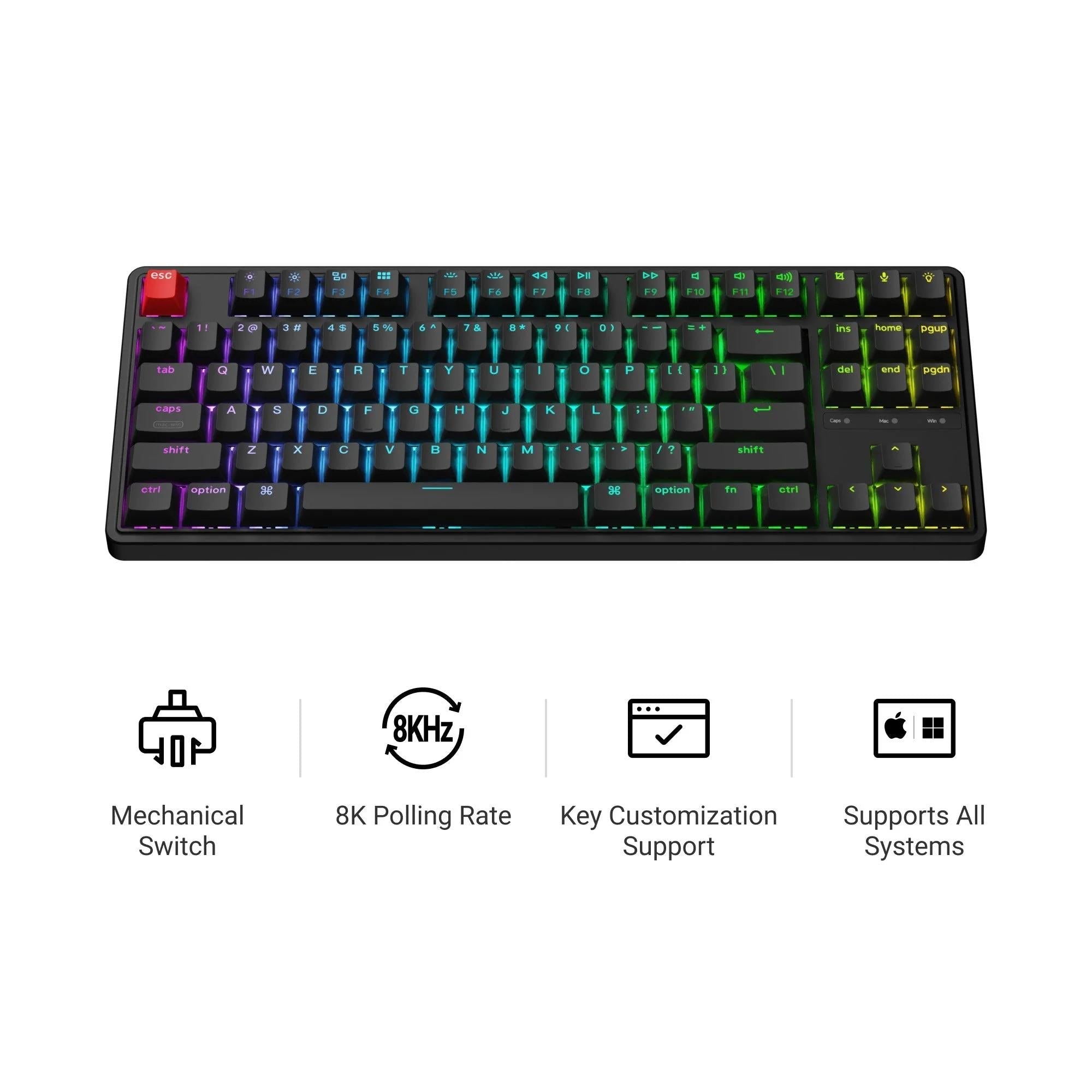 Keychron C3 Pro 8K QMK RGB Backlight Wired Mechanical Keyboard (Super Red Switch - Hot Swappable)