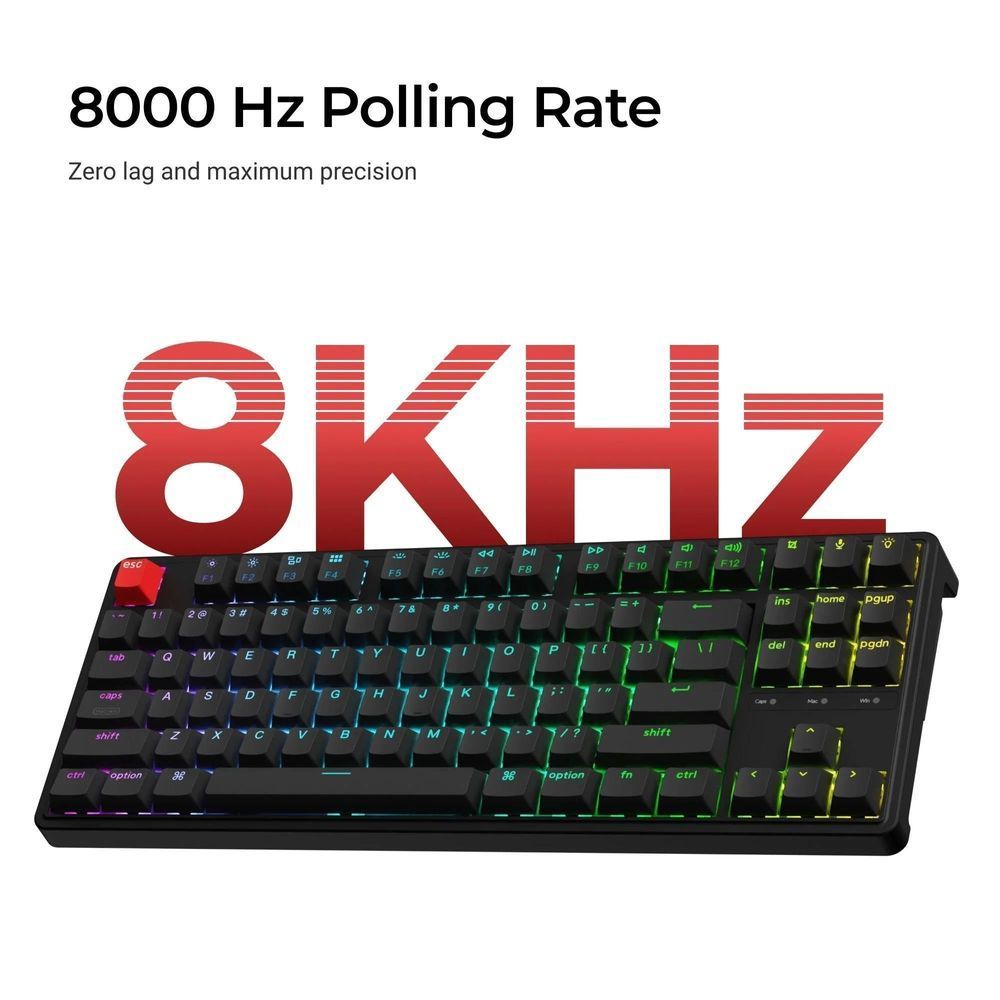 Full-size mechanical keyboard with multicolor RGB backlight and hot-swap switch area