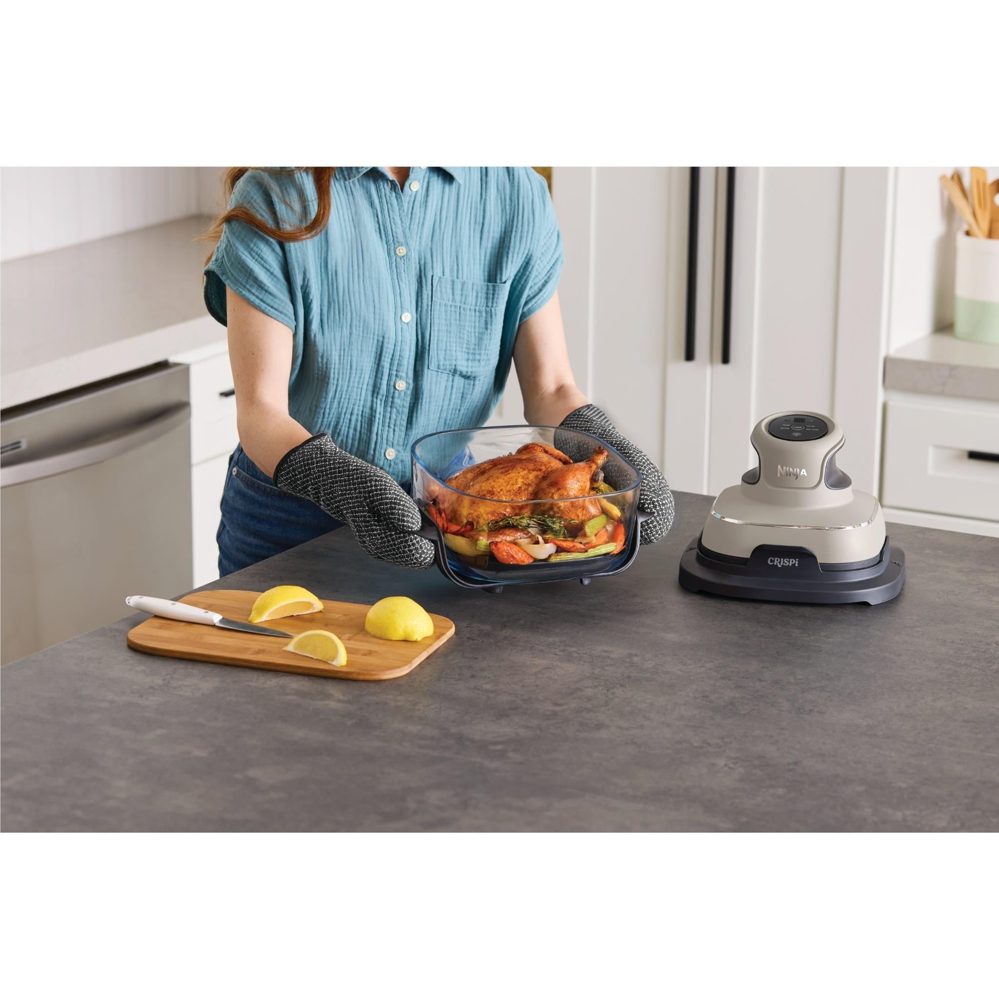 Ninja Crispi 4-in-1 portable glass air fryer in Stone, image 10 - Air Fryers at Tech Supply Shed NZ