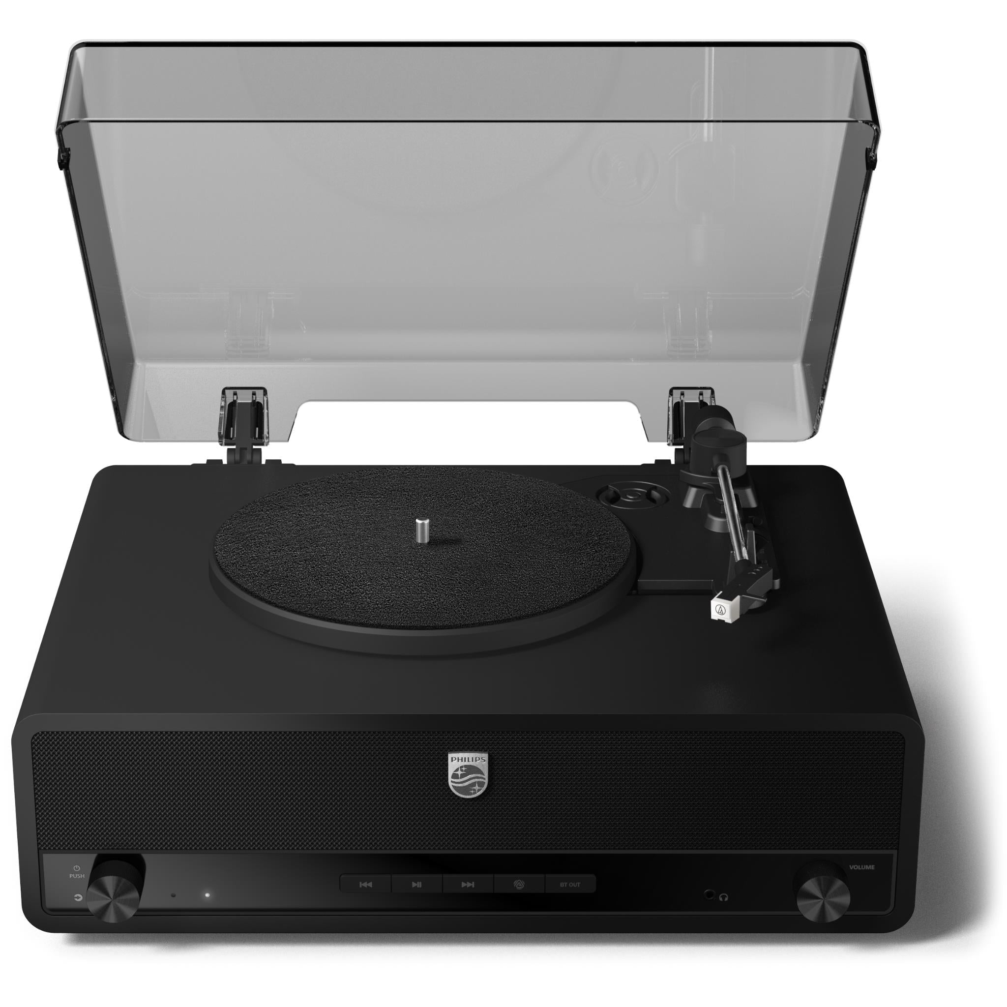 Philips The Stevie black retro Bluetooth turntable with built-in speakers - Turntables at Tech Supply Shed NZ