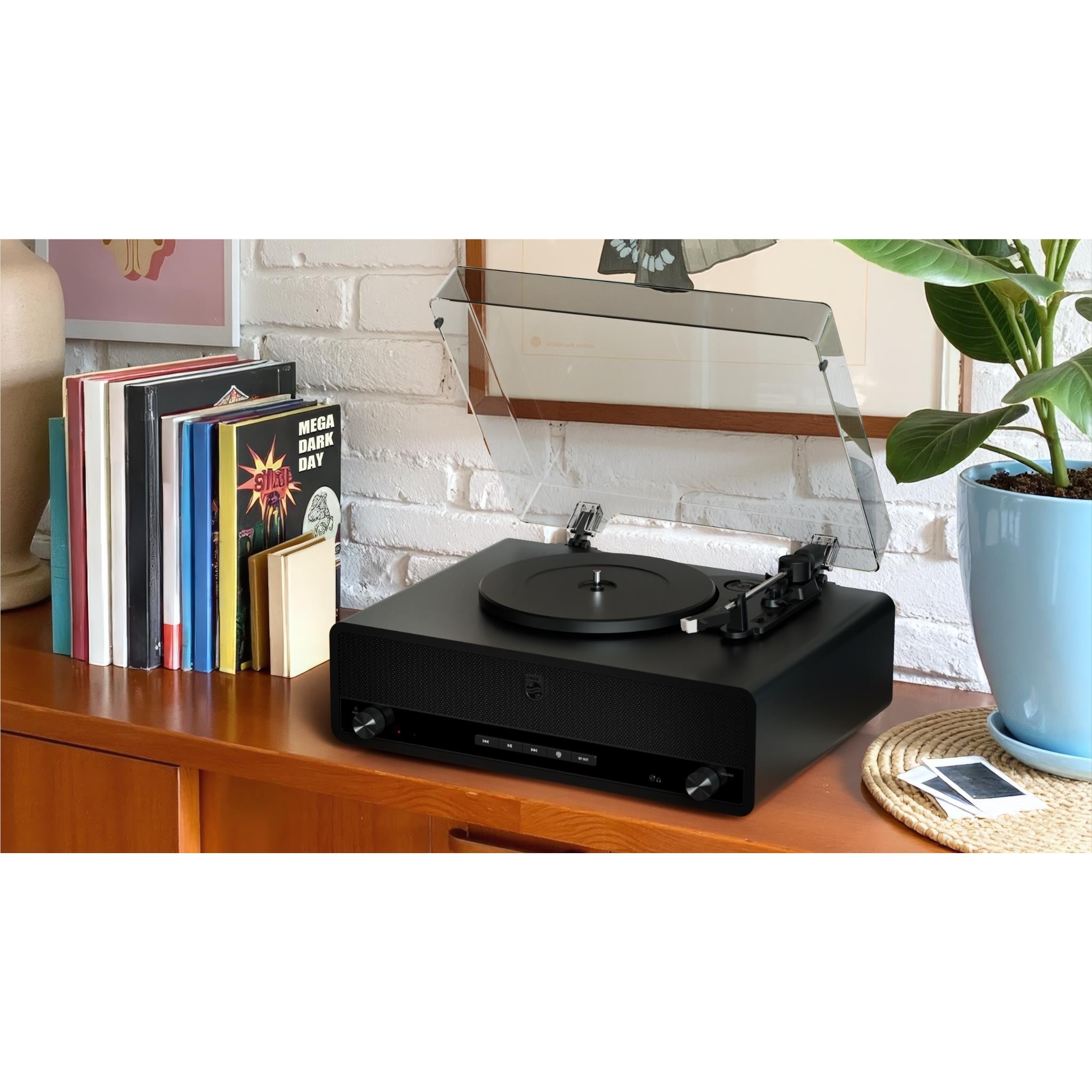 Philips The Stevie black retro Bluetooth turntable with built-in speakers, image 13 - Turntables at Tech Supply Shed NZ