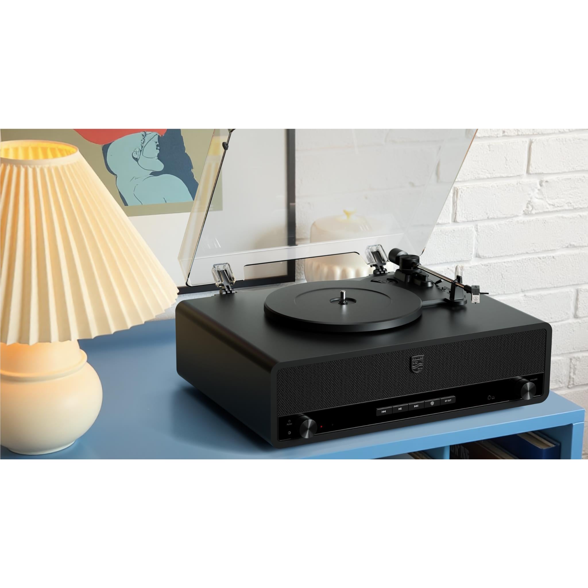 Philips The Stevie black retro Bluetooth turntable with built-in speakers, image 14 - Turntables at Tech Supply Shed NZ