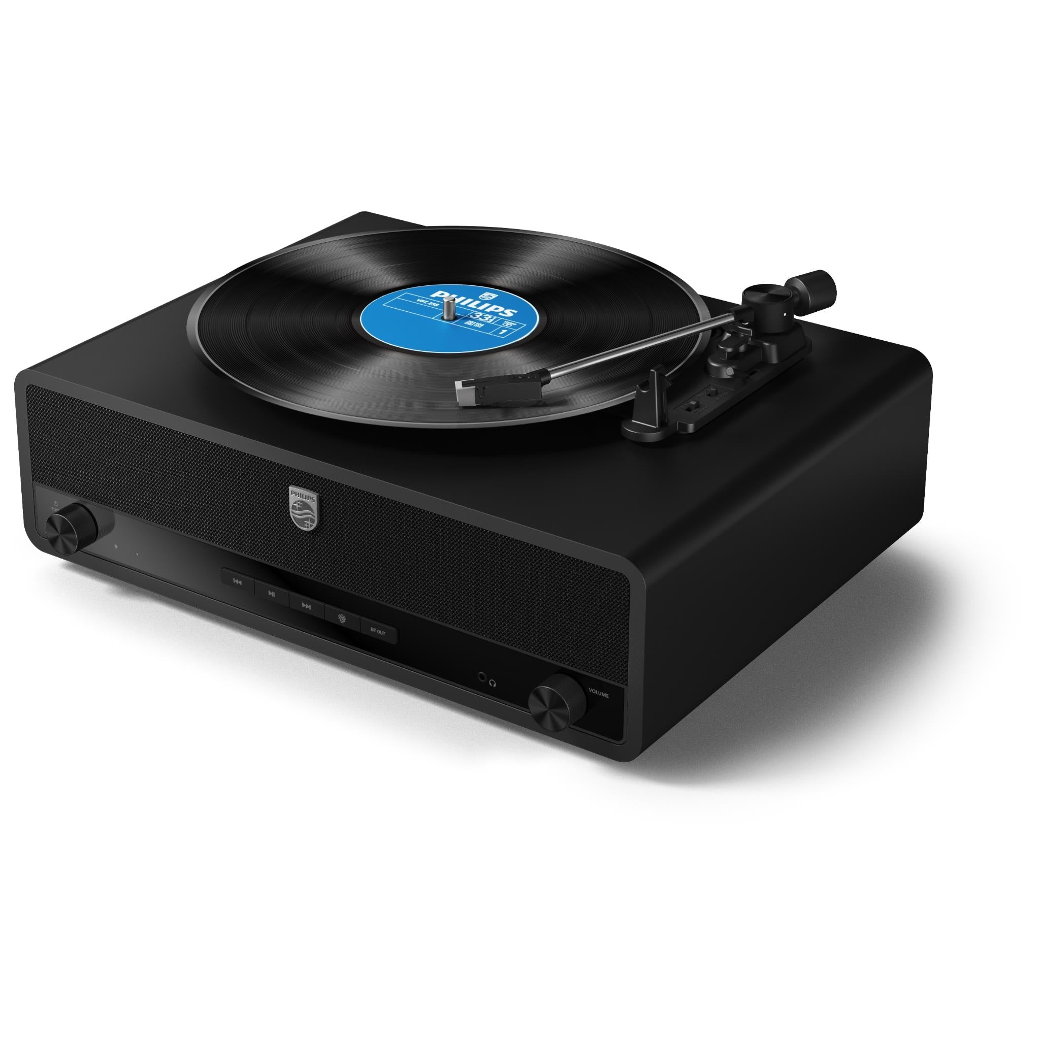 Philips The Stevie black retro Bluetooth turntable with built-in speakers, image 4 - Turntables at Tech Supply Shed NZ
