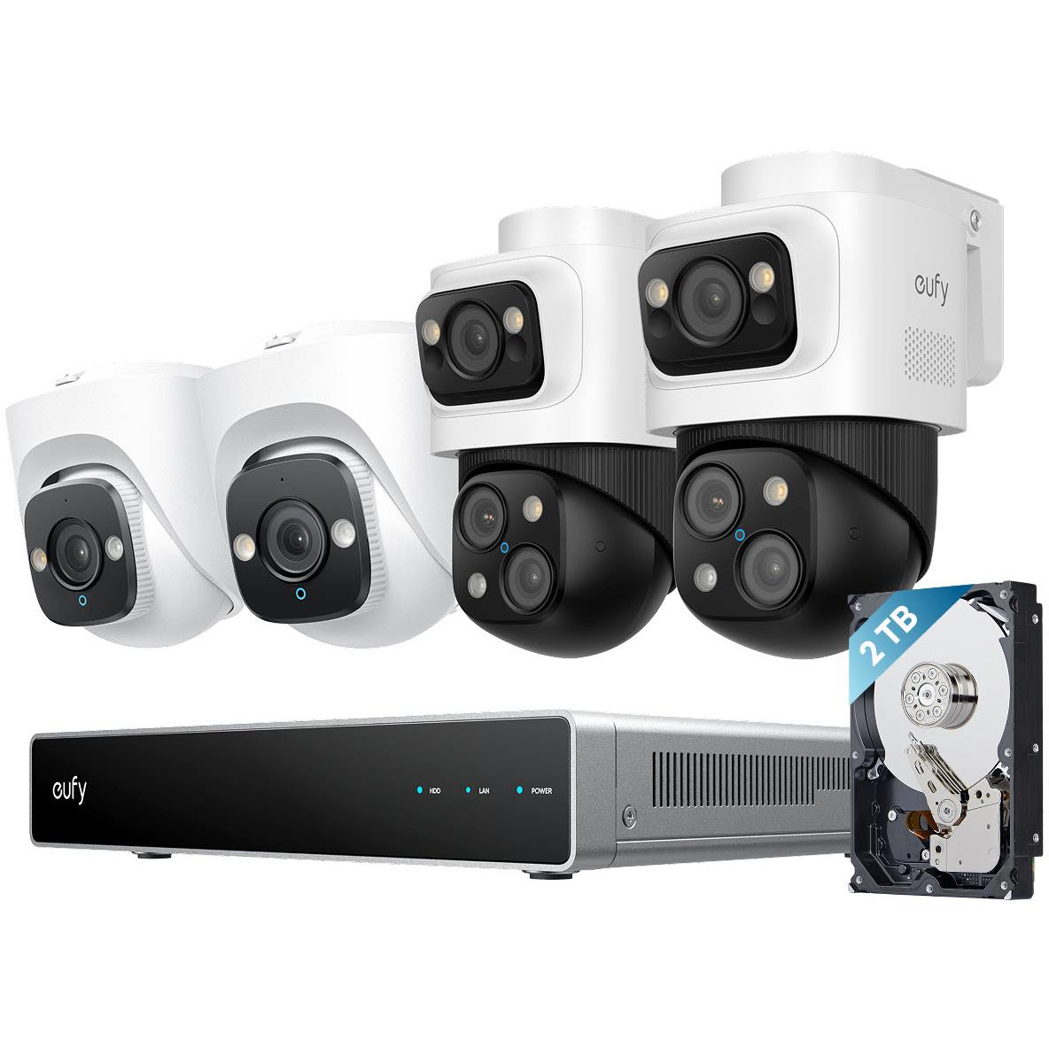 eufy S4 NVR POE 24/7 Security System [2 x PTZ + 2 x Turret Cameras]