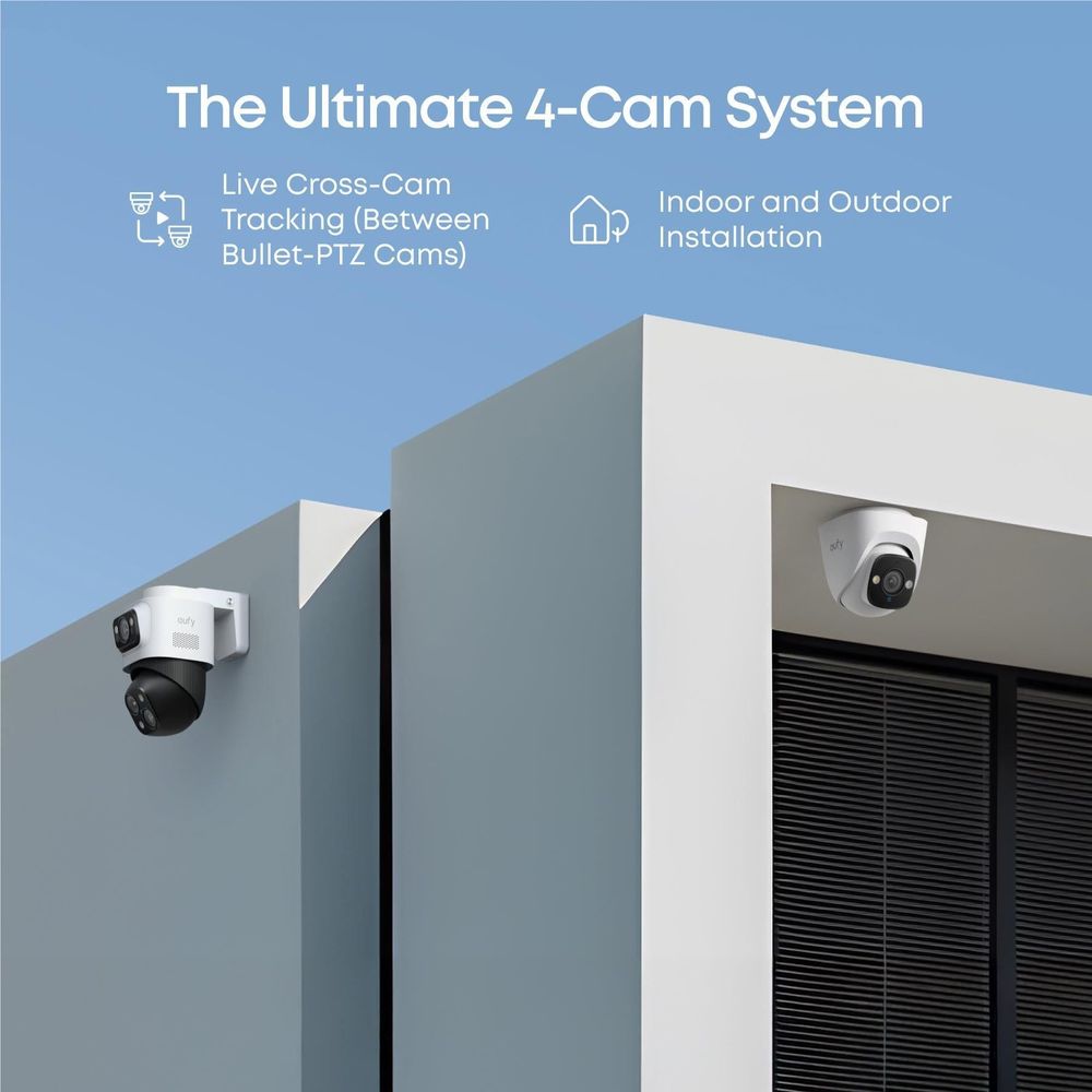 eufy S4 NVR POE 24/7 Security System [2 x PTZ + 2 x Turret Cameras]