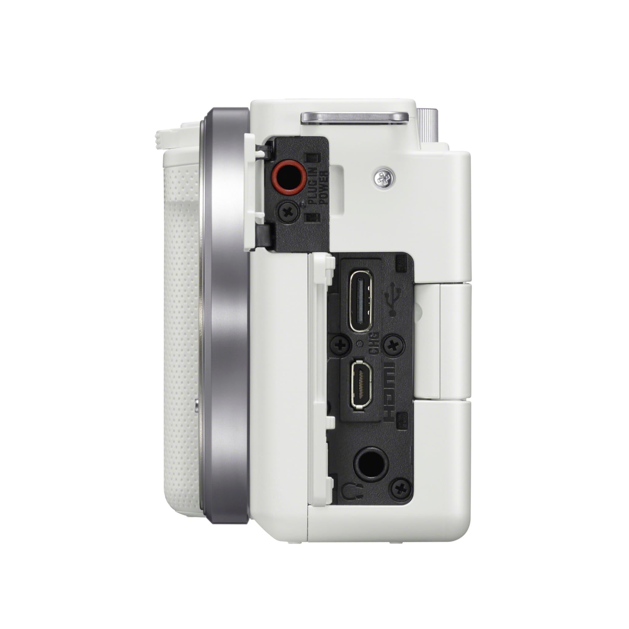 Sony ZV-E10 mirrorless vlog camera with 16-50mm lens in white, image 3 - Digital Cameras at Tech Supply Shed NZ