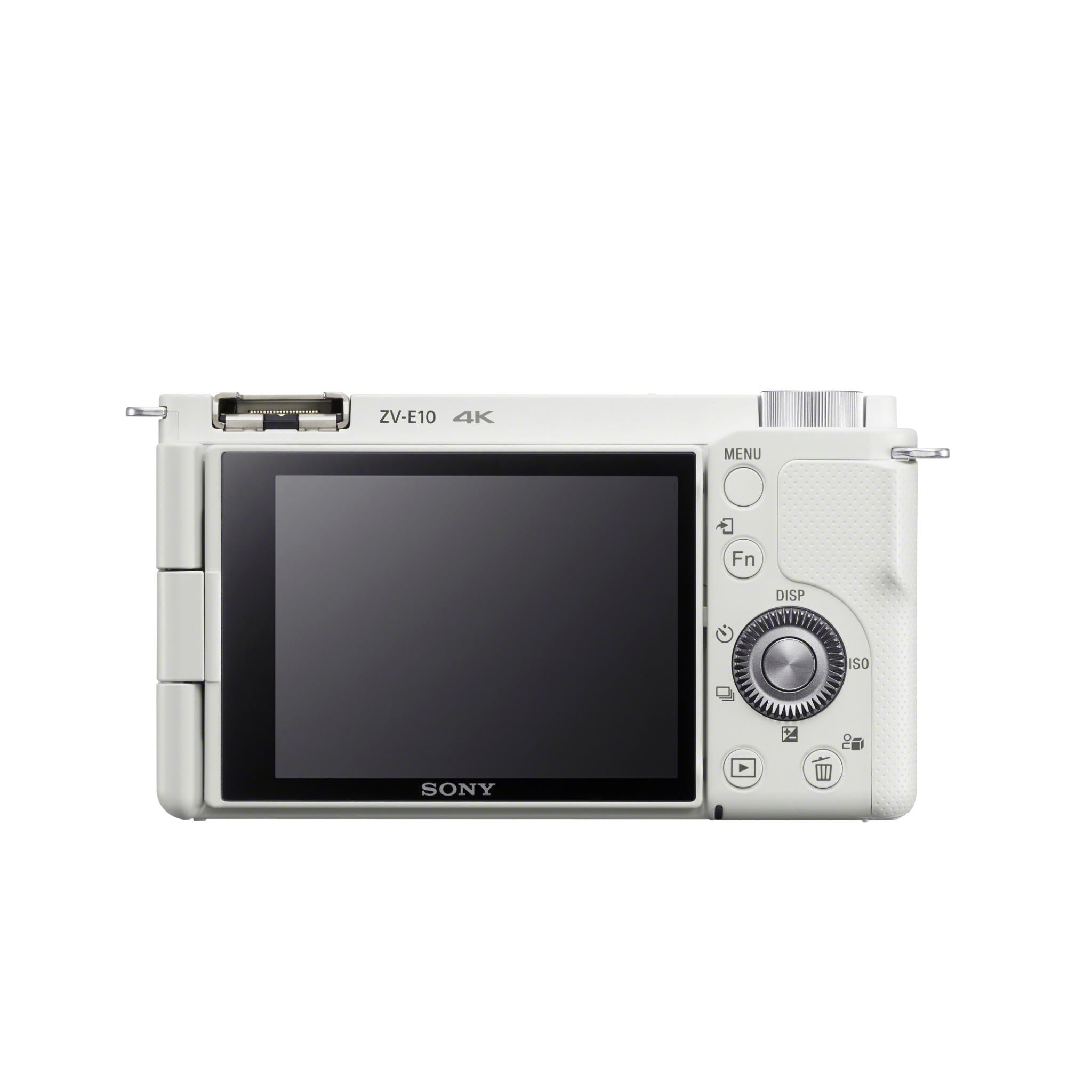 Sony ZV-E10 mirrorless vlog camera with 16-50mm lens in white, image 7 - Digital Cameras at Tech Supply Shed NZ
