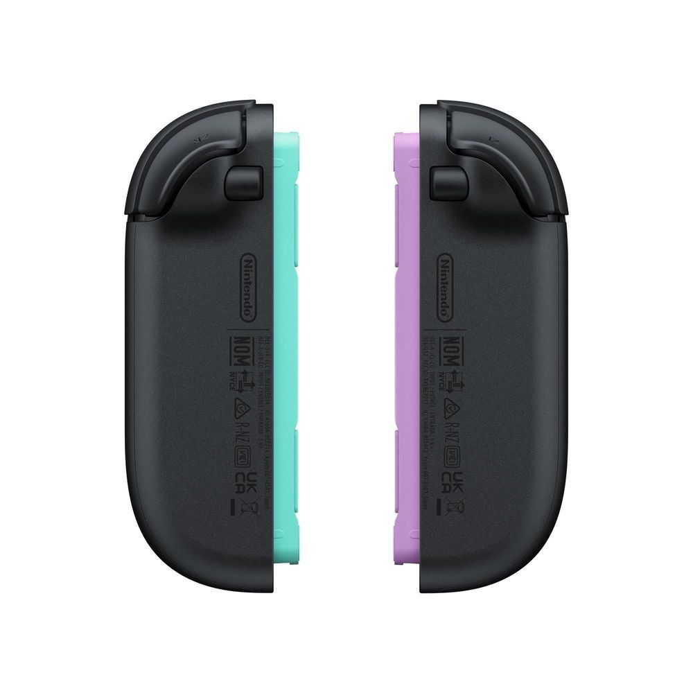Joy-Con back shells with molded labels, teal and purple back plates
