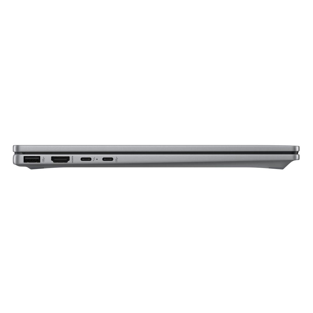 Silver laptop side view with visible ports along the edge
