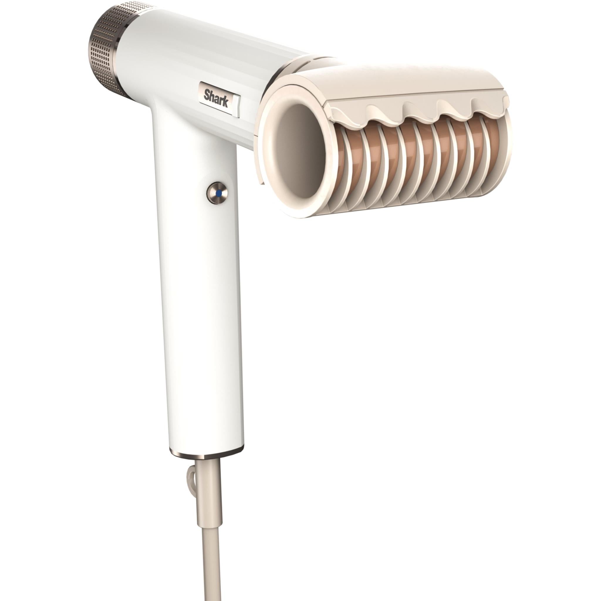 Hair dryer handle with vented barrel and ribbed air outlet attachment